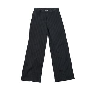 Vintage 90s Zinc Black Pinstripe Wide Leg Trouser Pants Small